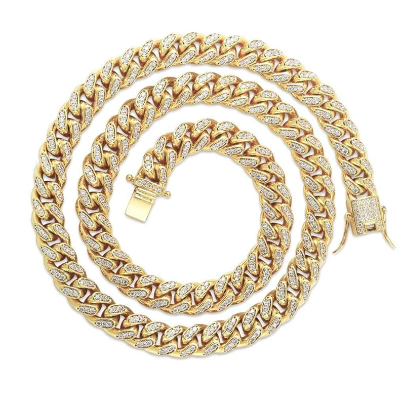 10mm Iced Out Gold Cuban Link Chain