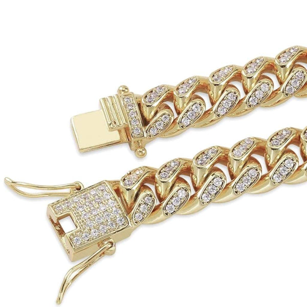 10mm Iced Out Gold Cuban Link Chain