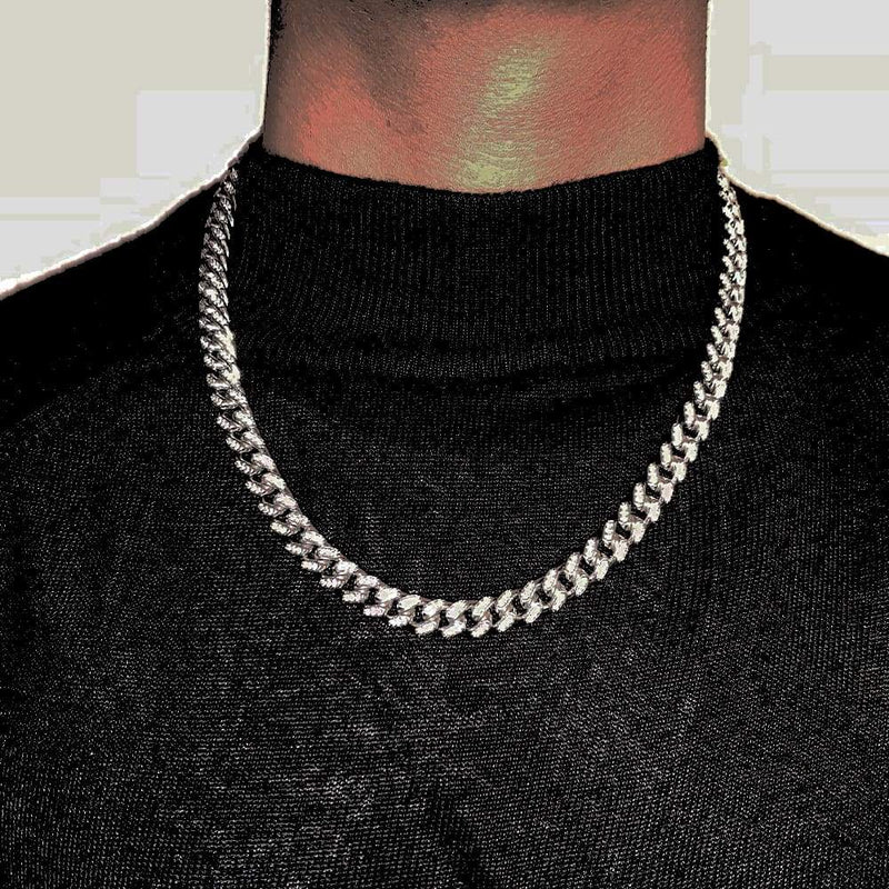 10mm Iced Out White Gold Cuban Link Chain
