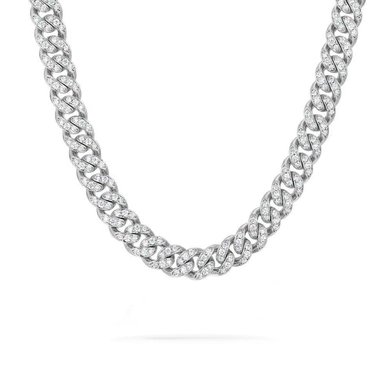 10mm Iced Out White Gold Cuban Link Chain
