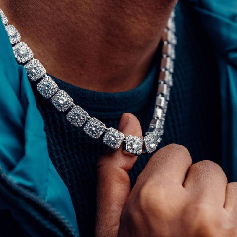 10mm White Gold Baguette Tennis Chain