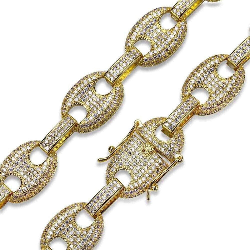 11mm Iced Out Gold Gucci Link Chain