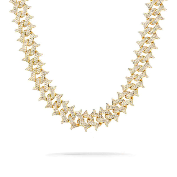 14mm Iced Out Gold Spike Cuban Link Chain
