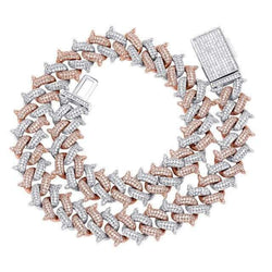 14mm Iced Out Two Tone Spike Cuban Link Chain