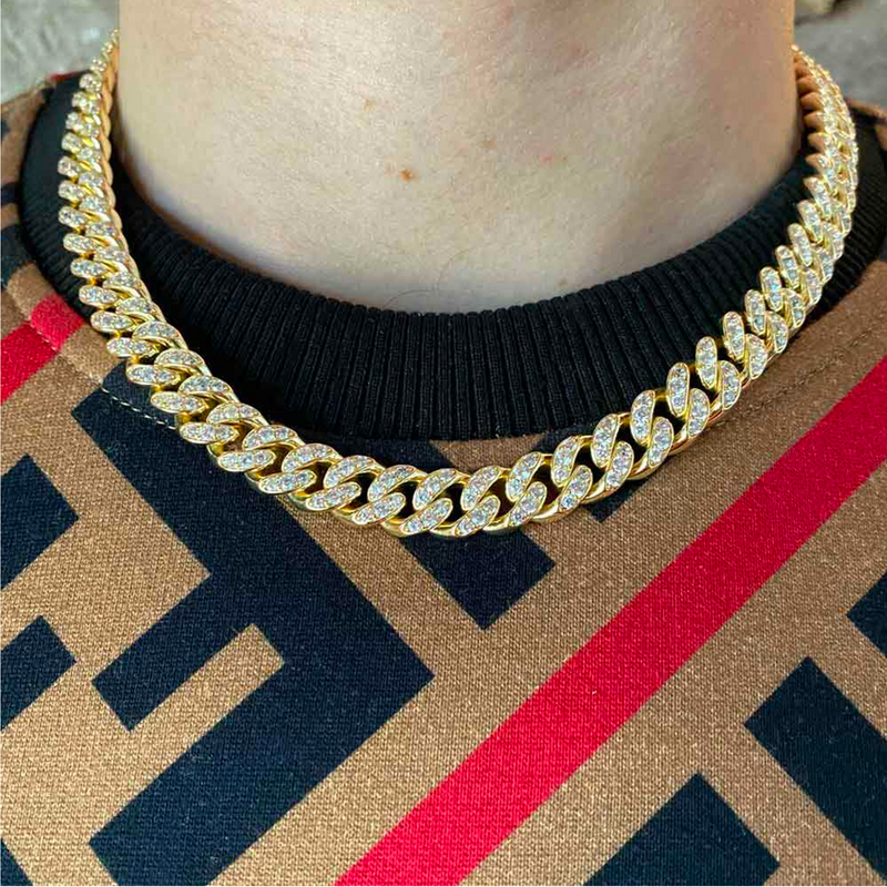 10mm Iced Out Gold Cuban Link Chain