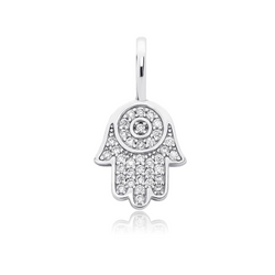 White Gold Hand Pendant Iced Out