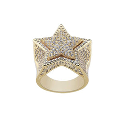 Iced Out Gold Double Stars Ring