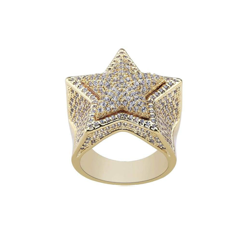 Iced Out Gold Double Stars Ring