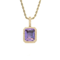 Iced Out Purple Gemstone Pendant