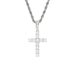 Iced Out White Gold Cross Pendant