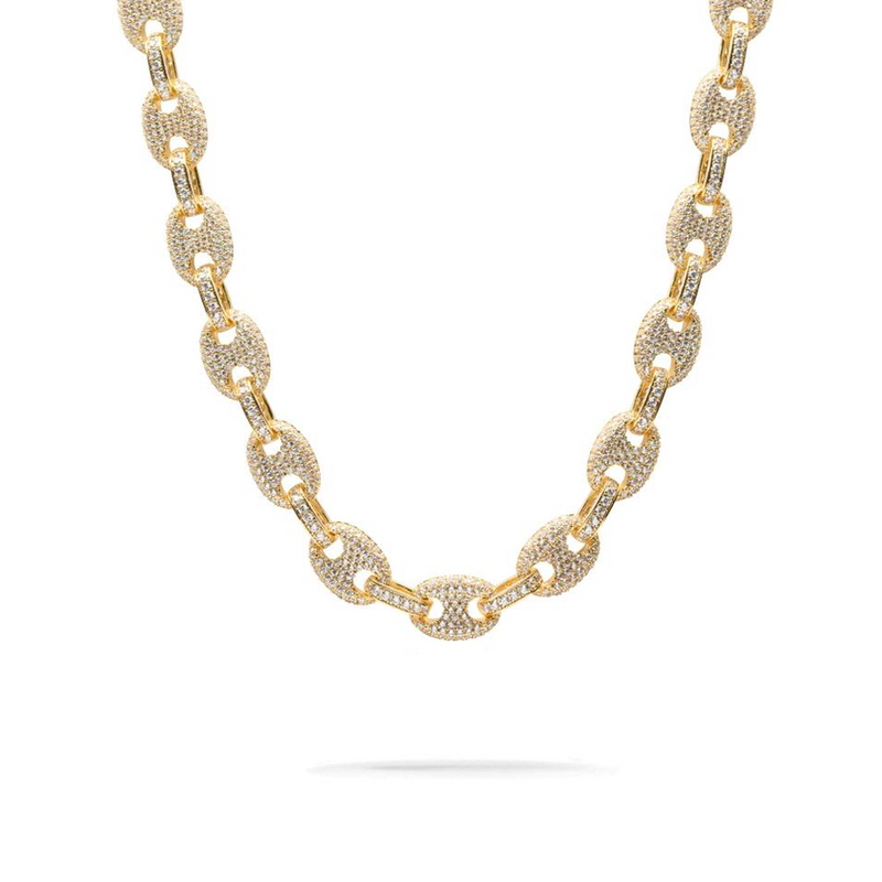 11mm Iced Out Gold Gucci Link Chain
