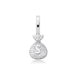 White Gold Money Pendant Iced Out