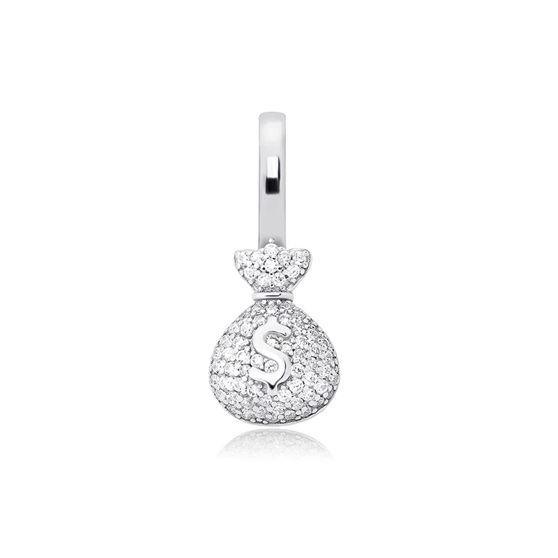 White Gold Money Pendant Iced Out
