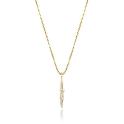 Gold Knife Pendant Iced Out